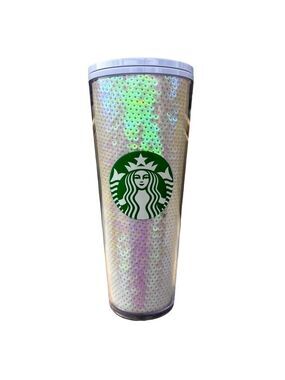 Starbucks White Sequin 24oz Cold Cup Tumbler
